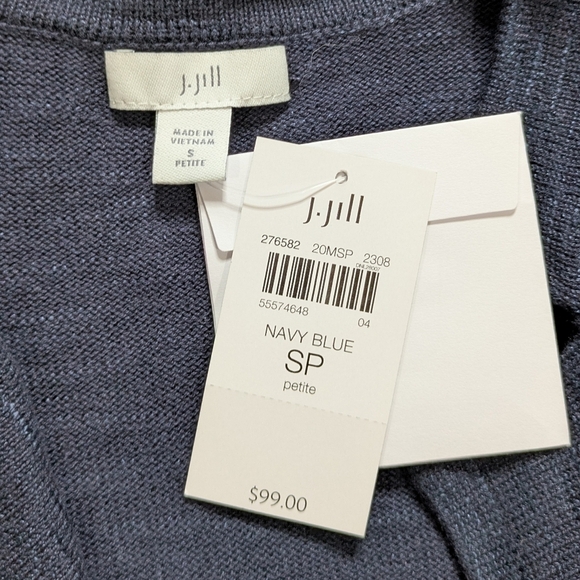 NWT J Jill Navy Blue Single Button Knit Collared Cardigan Sweater SP - Picture 7 of 10